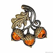 Украшения handmade. Livemaster - original item Acorns brooch on an amber branch, small brooch. Handmade.