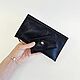 Clutch and cardholder made of black genuine leather with laser treatment, Clutches, Armavir,  Фото №1