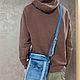 Мужская маленькая сумочка  на плечо из джинс, Мужская сумка, Дубна,  Фото №1