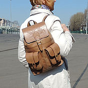 Сумки и аксессуары handmade. Livemaster - original item Backpacks: Women`s Leather Beige Peanuts Backpack Mod. R12p-652. Handmade.