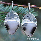 Украшения handmade. Livemaster - original item Pre-winter silver earrings, moss agate. Handmade.