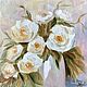 Painting 'White Roses' oil on canvas on a palette knife stretcher, Pictures, Sergiev Posad,  Фото №1
