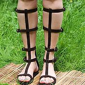 Обувь ручной работы handmade. Livemaster - original item Roman Sandals suede Open with zipper Chocolate. Handmade.