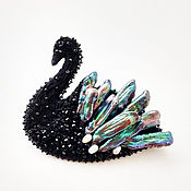 Украшения handmade. Livemaster - original item Brooch with pearl embroidery Black Swan. Handmade.