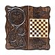 Backgammon carved 'coat of Arms of the Russian Federation Dark' Art. .097, Backgammon and checkers, Moscow,  Фото №1