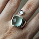 Кольцо незамкнутое Аквамарин+лунный камень. Кольца. Sparkle. Ярмарка Мастеров.  Фото №4