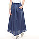 Dark blue linen boho skirt. Skirts. etnoart. Online shopping on My Livemaster.  Фото №2