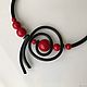 Handmade jewelry. Decoration Svetlana Boiko Voronezh. Stylish jewelry to purchase in the online store. Red and black necklace. Necklaces of coral, natural stones. Rubber cord jewelry rubber
