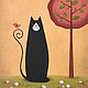Картина с черным котом Дзен, Картины, Самара,  Фото №1