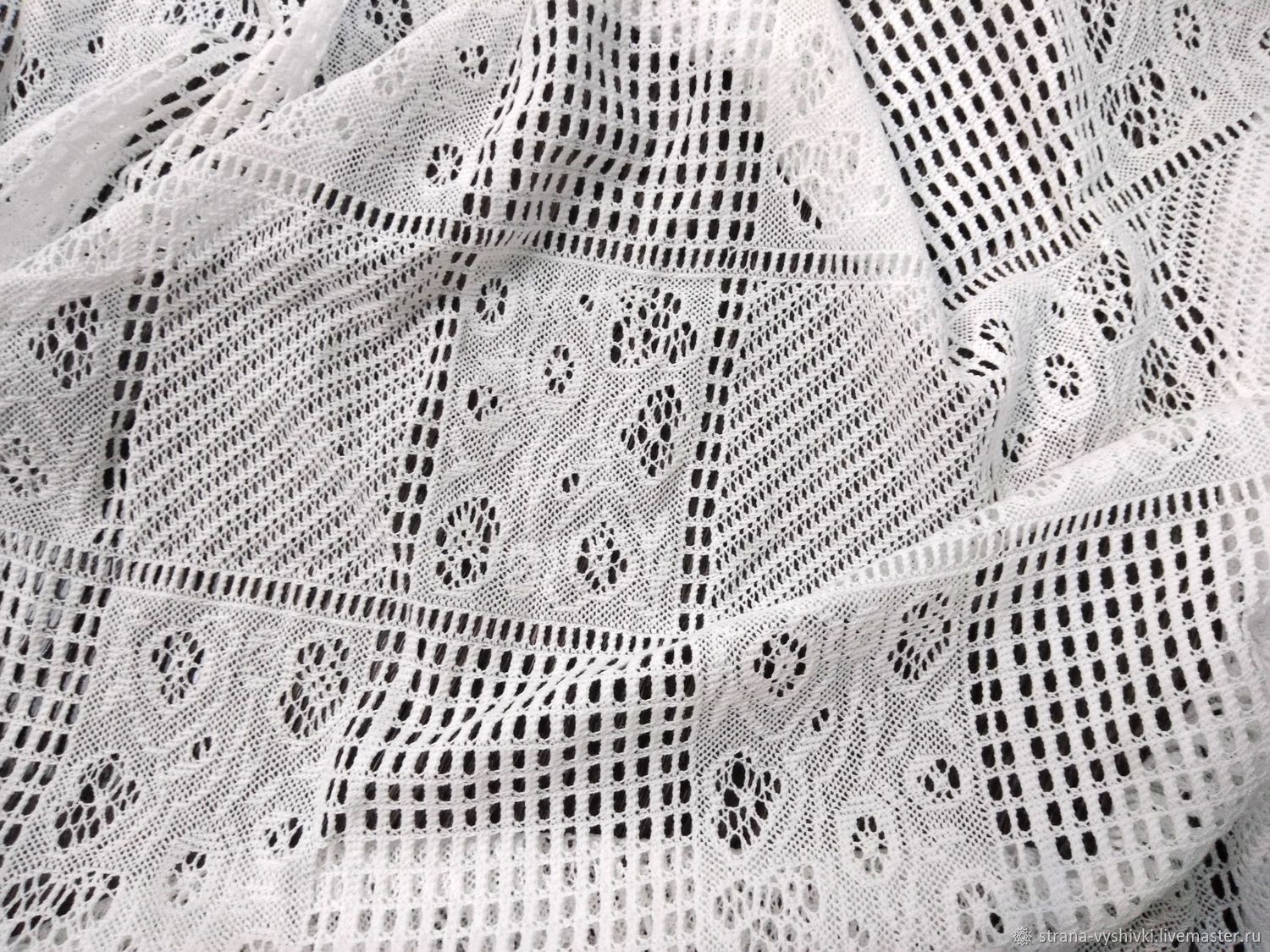 Кружевное хлопковое полотно белое. Кружево макраме купить в интернет ...