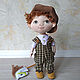 Rag doll boy with green eyes in a green jumpsuit. Dolls. CountryKids - doll with a soul. My Livemaster. Фото №6