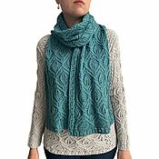 Аксессуары handmade. Livemaster - original item Botany scarf, knitting needles, Japanese openwork, merino wool Italy, wormwood. Handmade.