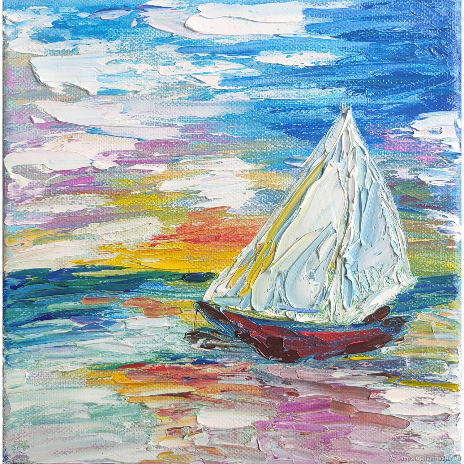 Картина море.Картина парусник.Парусник в закате.Масло. в интернет ...