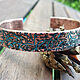Forged Cuff Bracelet made of Pure Copper with a blue pattern, Cuff bracelet, St. Petersburg,  Фото №1