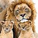 Order Watercolor painting lion and lion cubs (red beige gray). Pastelena. Livemaster. . Pictures Фото №3