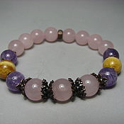 Украшения handmade. Livemaster - original item Bracelet amethyst, rose quartz, simbircite 