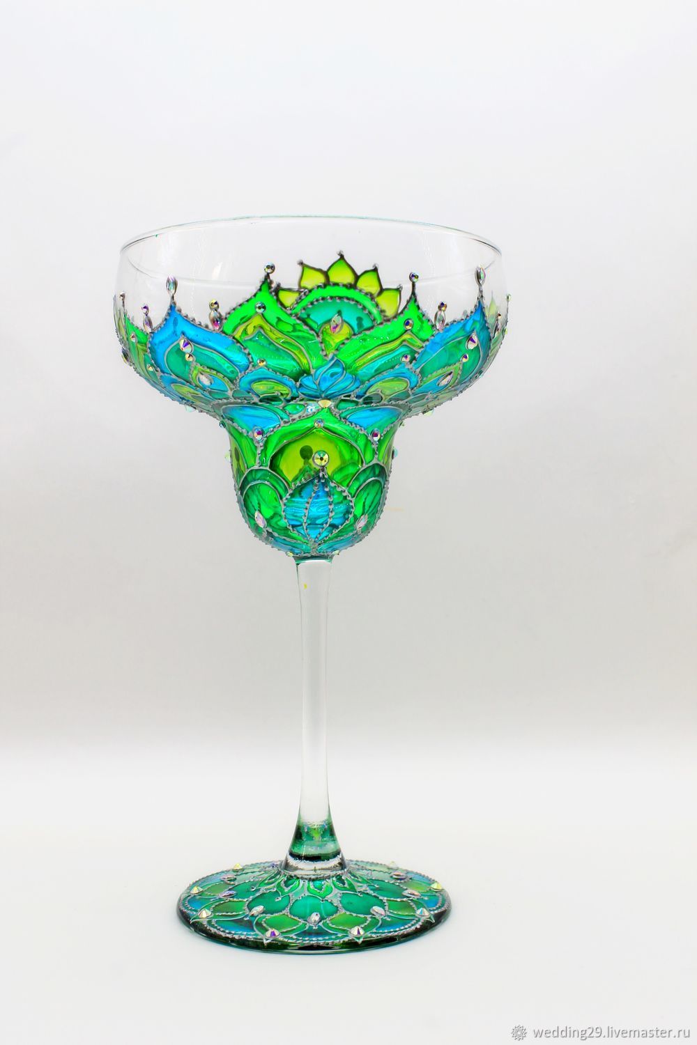 Бокал маргариты " Восточная мандала" витражная роспись купить в ...