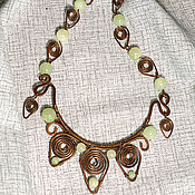 necklace and earrings made of copper and pearls, Beltain