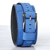 Украшения handmade. Livemaster - original item Sky Blue Leather Wristband, Genuine Leather Bracelet.. Handmade.