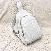 Сумки и аксессуары handmade. Livemaster - original item Crossbody bag made of genuine crocodile leather in white!. Handmade.