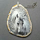 Order Custom-made WHITE HORSE pendants-jewelry painting on stone. Olga Kniazeva | Jewelry painting. Livemaster. . Pendant Фото №3