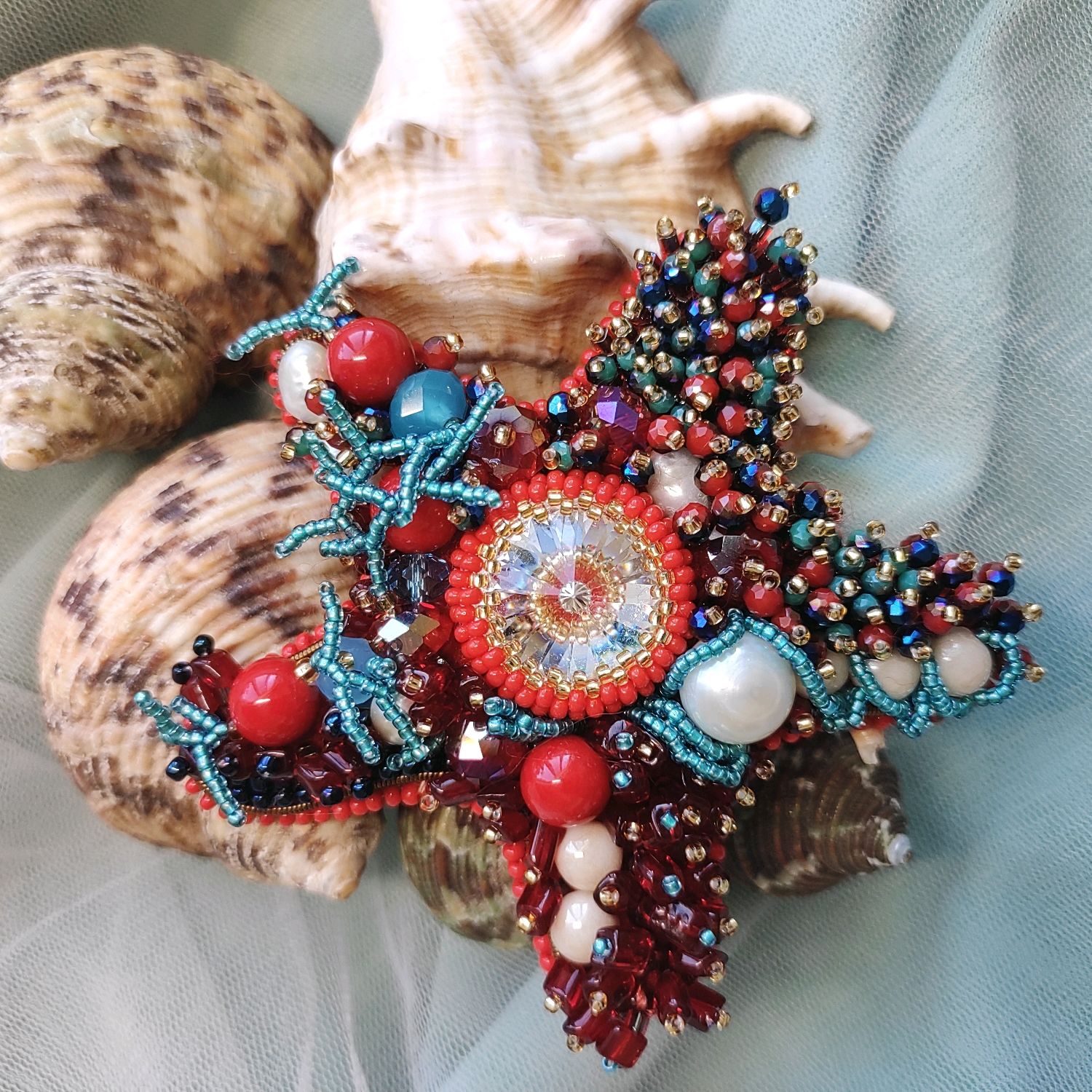 Брошь"Морская звезда". Вышивка бисером. Брошь бисер в интернет-магазине ...
