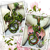 Украшения handmade. Livemaster - original item Peony Flower Dragon - Dragon Pendant. Handmade.