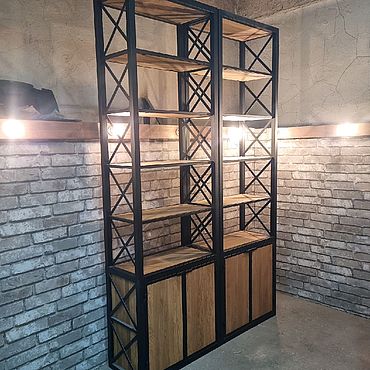 Стеллажи ручной работы. Ярмарка Мастеров - ручная работа Стеллаж лофт, дуб. Handmade.