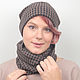 Order Set hat scarf or Snood brown black crow's foot. Yana Levashova Fashion. Livemaster. . Headwear Sets Фото №3