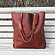 Кожаная женская сумка шоппер коричневая сумка-мешок, Сумка-мешок, Москва,  Фото №1
