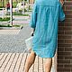 Linen dress shirt turquoise blue melange. Dresses. NATALINI. My Livemaster. Фото №4