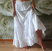 Одежда handmade. Livemaster - original item Skirt boho summer white with lace Foam sea 2. Boho. Bohemian chic. Handmade.