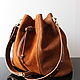 Bag-bag made of natural brown suede with a leather strap. Sacks. Olga'SLuxuryCreation. My Livemaster. Фото №5