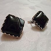 Украшения handmade. Livemaster - original item Natural black agate earrings in 925 silver (English lock). Handmade.
