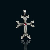 Украшения handmade. Livemaster - original item Armenian Cross in Sterling Silver and Cubic Zirconia, Silver Cross. Handmade.