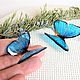 Transparent Earrings Bright Blue Turquoise Fluttering Butterflies Resin. Earrings. WonderLand. Online shopping on My Livemaster.  Фото №2