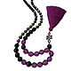 With pendant of black agate,fittings with cubic Zirconia, Necklace, Moscow,  Фото №1