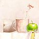 Картина Маслом Натюрморт с Чайником, 40х60см, белая рамка, Картины, Петрозаводск,  Фото №1