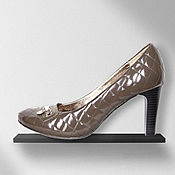 Винтаж handmade. Livemaster - original item Sizes 37, 39. Grey lacquer shoes with stitching under Chanel. Handmade.