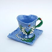 Посуда handmade. Livemaster - original item Lilies of the valley. Coffee steam.. Handmade.