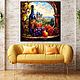 Painting stained glass Still life with fruit and wine. Landscape Fairy Castle. Pictures. House of the Sun (irina-bast). My Livemaster. Фото №6