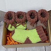 Работы для детей, handmade. Livemaster - original item A gift for a newborn: a set of knitted booties and socks. Handmade.