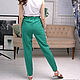 Women's summer trousers, banana trousers with high waist green Emerald. Pants. Lara (EnigmaStyle). My Livemaster. Фото №5