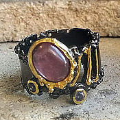 Украшения handmade. Livemaster - original item 925 silver ring with natural ruby and iolites. Handmade.