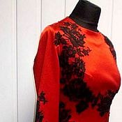 Одежда handmade. Livemaster - original item dresses: Satin dress with lace. Handmade.
