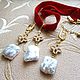 Necklace-choker, earrings 'White flowers' (Baroque pearls, silk). Jewelry Sets. Pani Kratova (panikratova). My Livemaster. Фото №4