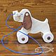 Order Dog-gurney with a bone. For the little ones. Wooden toys from grandfather Andrew. Livemaster. . Rolling Toys Фото №3