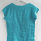 Turquoise linen blouse with open edges. Blouses. etnoart. My Livemaster. Фото №4