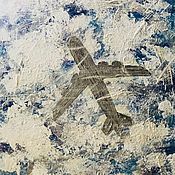 Картины и панно handmade. Livemaster - original item Painting airplane and clouds on a stretcher 
