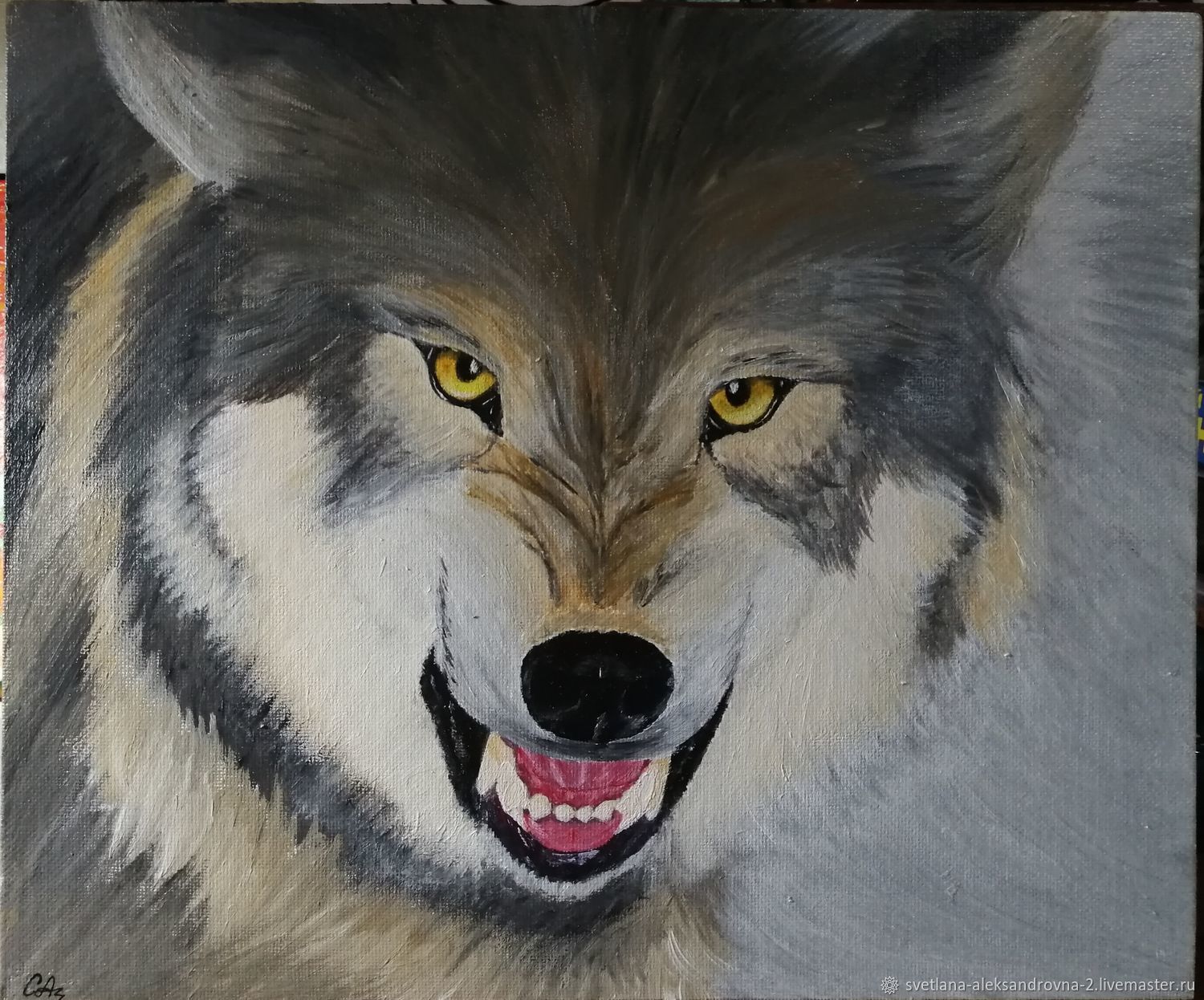 Красиво нарисованный волк с горящими глазами в темноте — Картинки и аватары